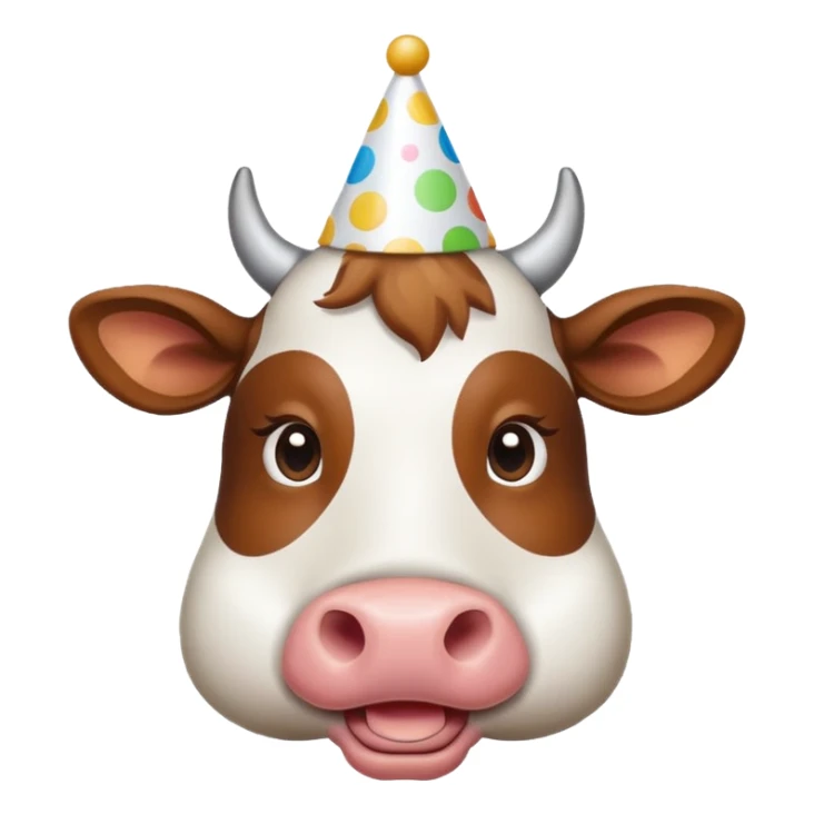 Cow with birthday hat sticker