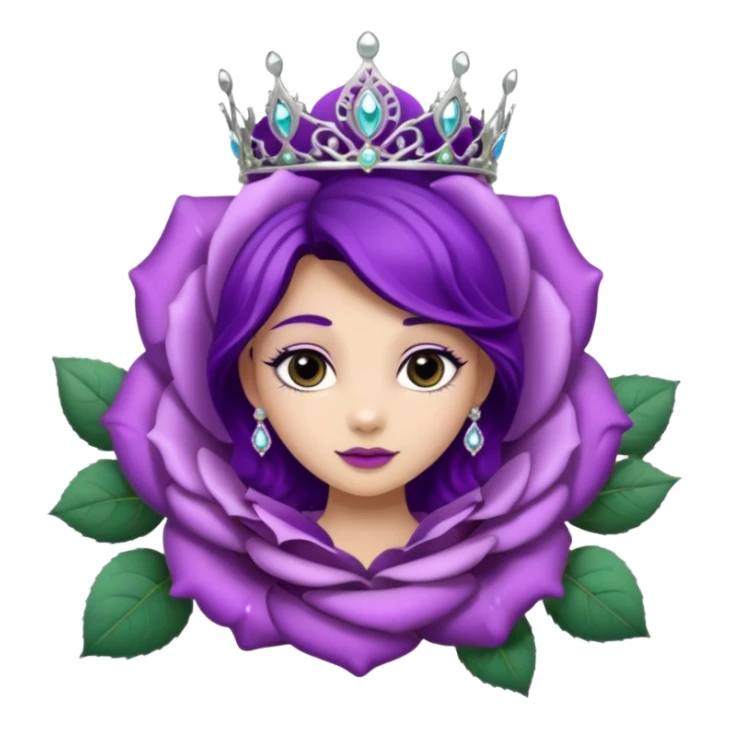 Purple rose flower, silver circle plaque, silver tiara sticker