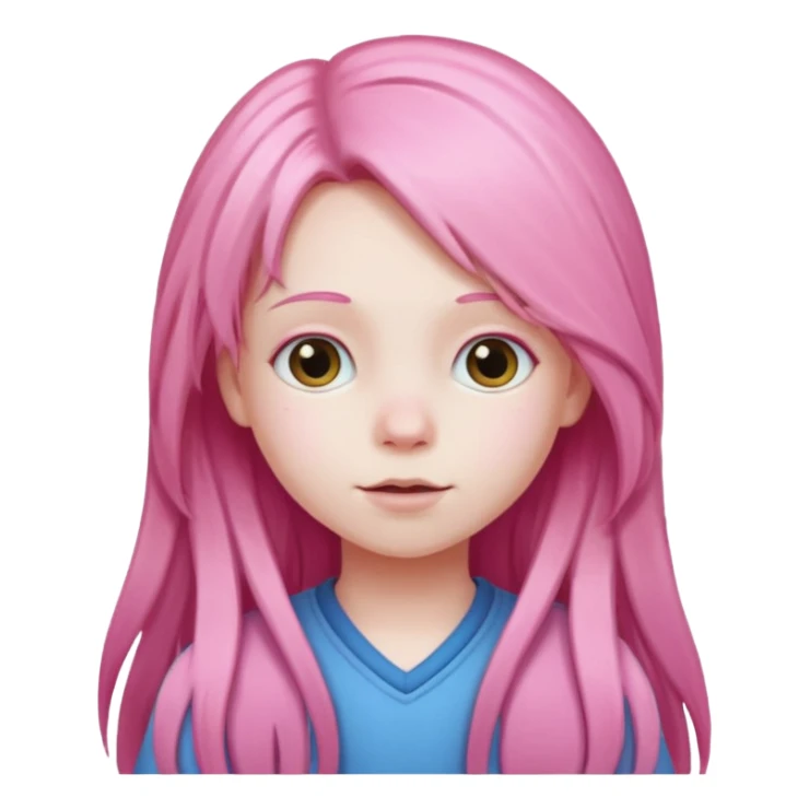 child with pink long hair sticker