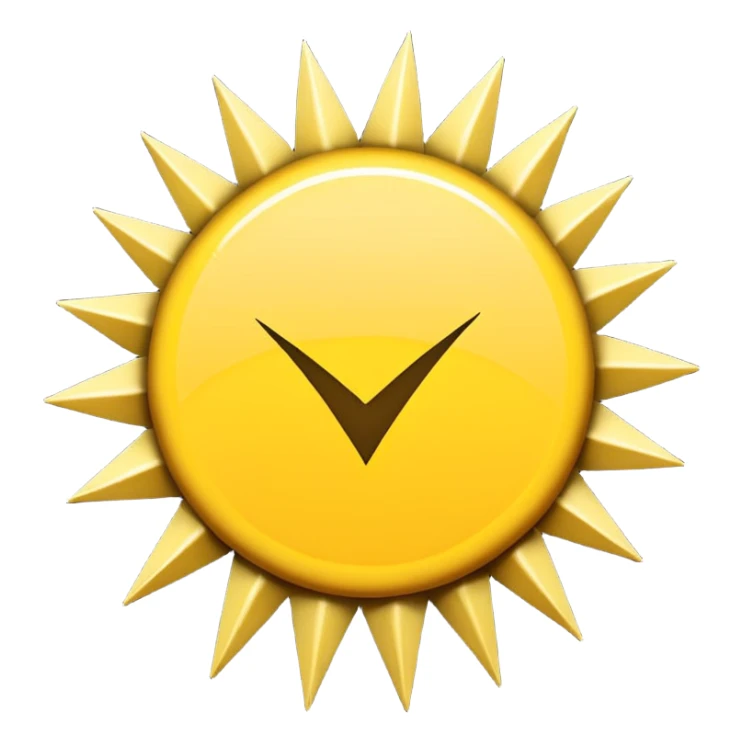 Has un círculo  amarillo con puas amarillas y una pleca dentro un check sticker