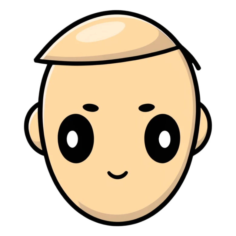 character with oval-shaped head with flat top sticker