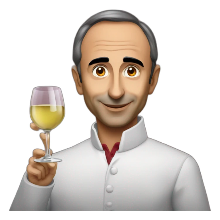 Eric zemmour with a class of wine sticker