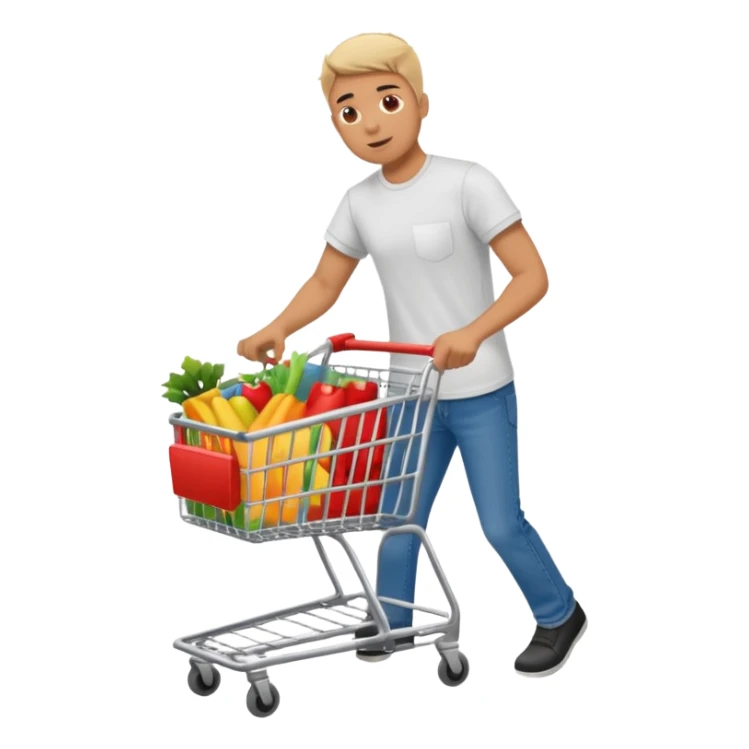 man-with-a-shopping-cart-full-body sticker