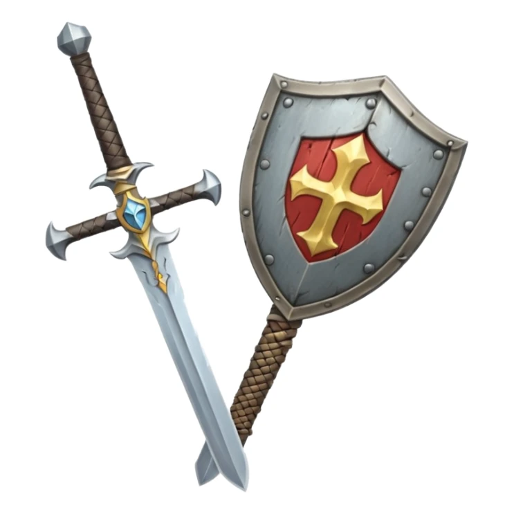 sword and shield, world of war craft style, two sword cross sticker