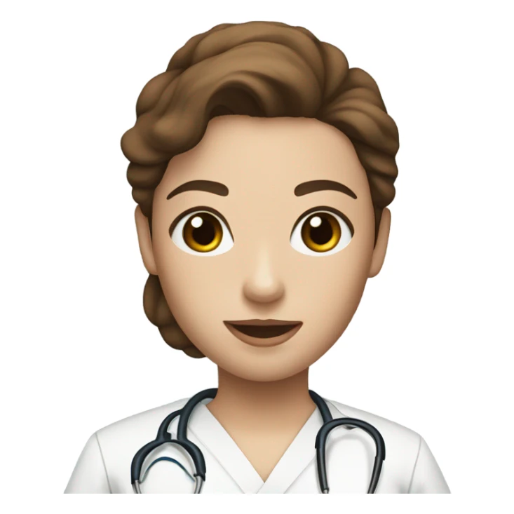 Nurse with blue eyes brown hair and white scrubs sticker