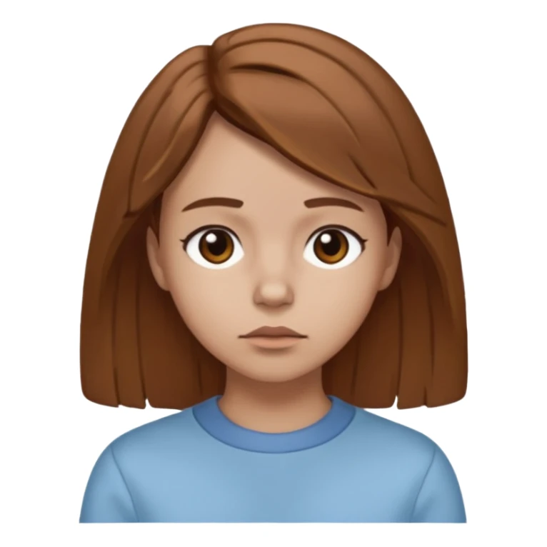 GloomyKassie with brown medium hair, light blue outfit, light skin sticker