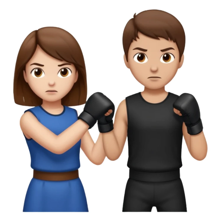 Fight girl and boy Brown hair  sticker