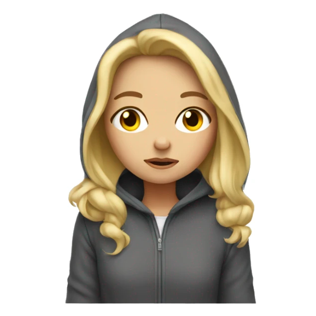 Blonde tired girl in hoodie  sticker