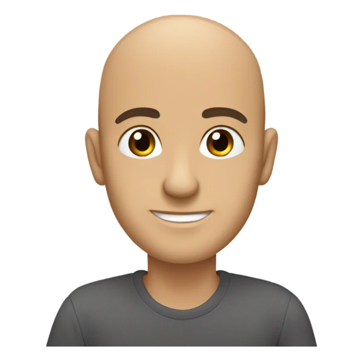 Tan skinned bald man with brown eyes and black stubble putting his thumb up sticker