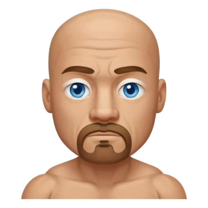 White middle age boxer goatee bald head blue eyes sticker