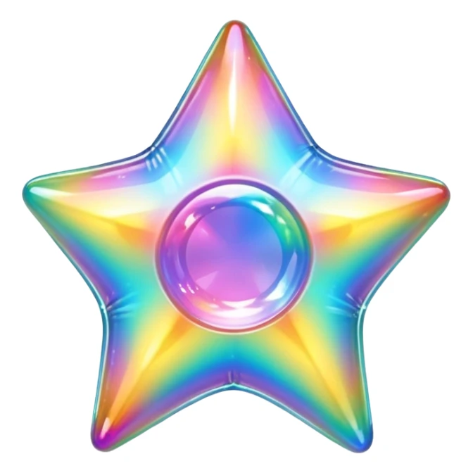 vibrant holographic rainbow y2k aesthetic hollow glass star bubble  sticker