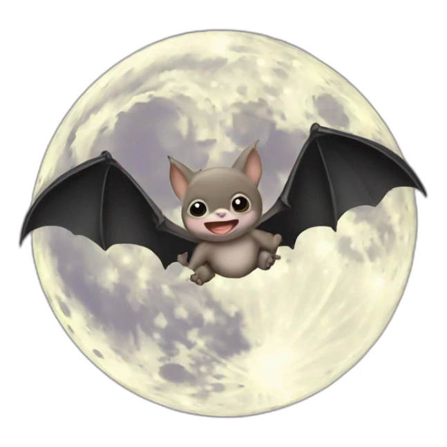 flying baby bats with a full moon behind bat sticker