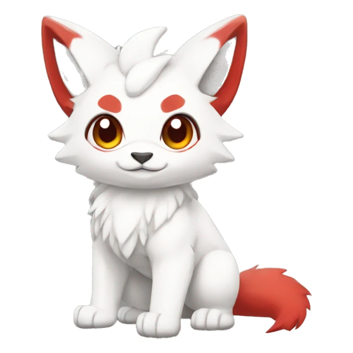 Cute cool white red animal hybrid Fakemon full body sticker