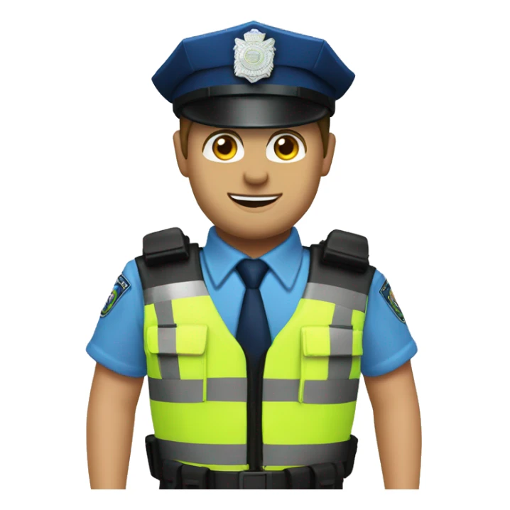 Police office with uk police gear - high vis vest sticker