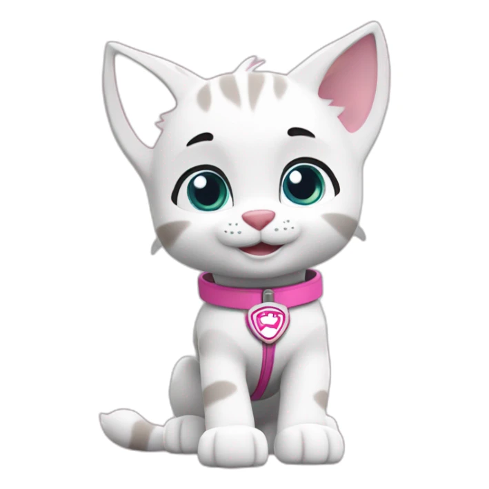 paw patrol white and pink cat sticker
