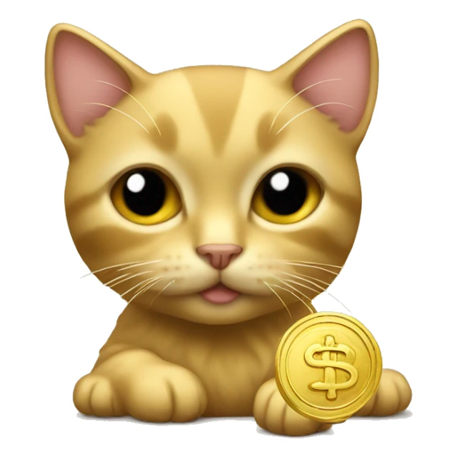 golden money symbol with a small kitten sticker