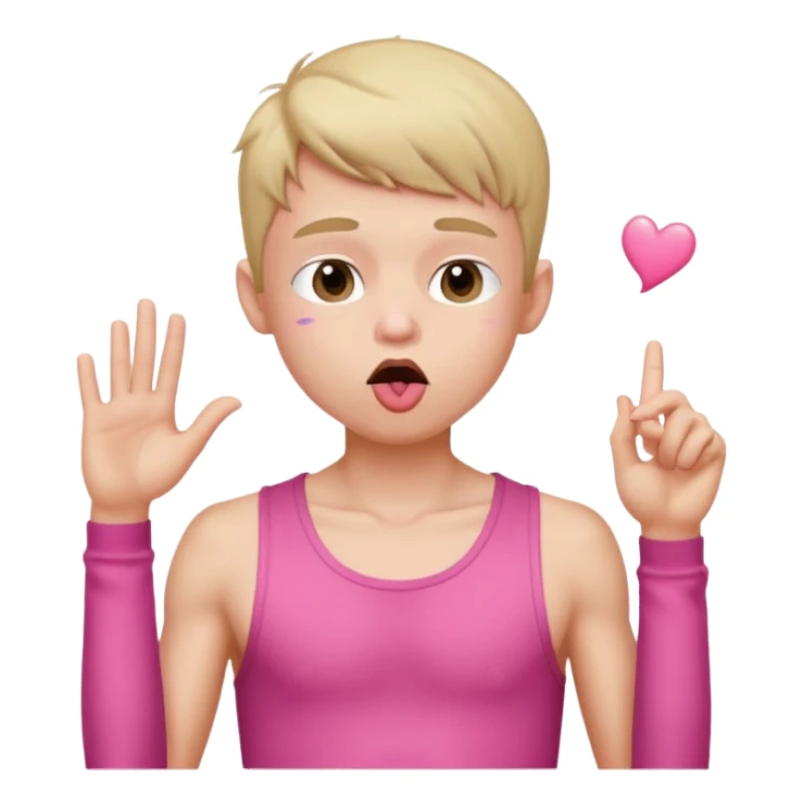 skinny boy in a pink crop top blowing a kiss sticker