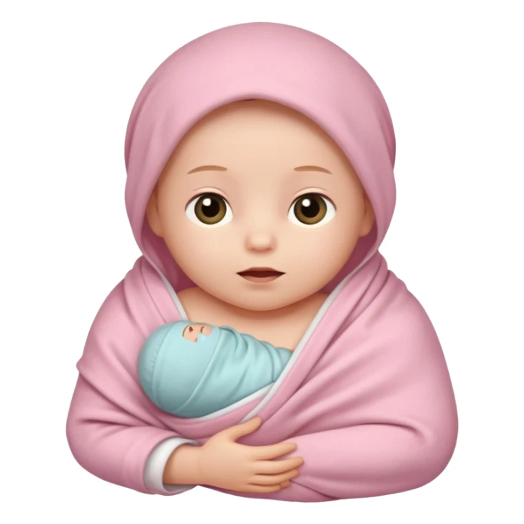 Newborn baby swaddled in a light pink blanket sticker