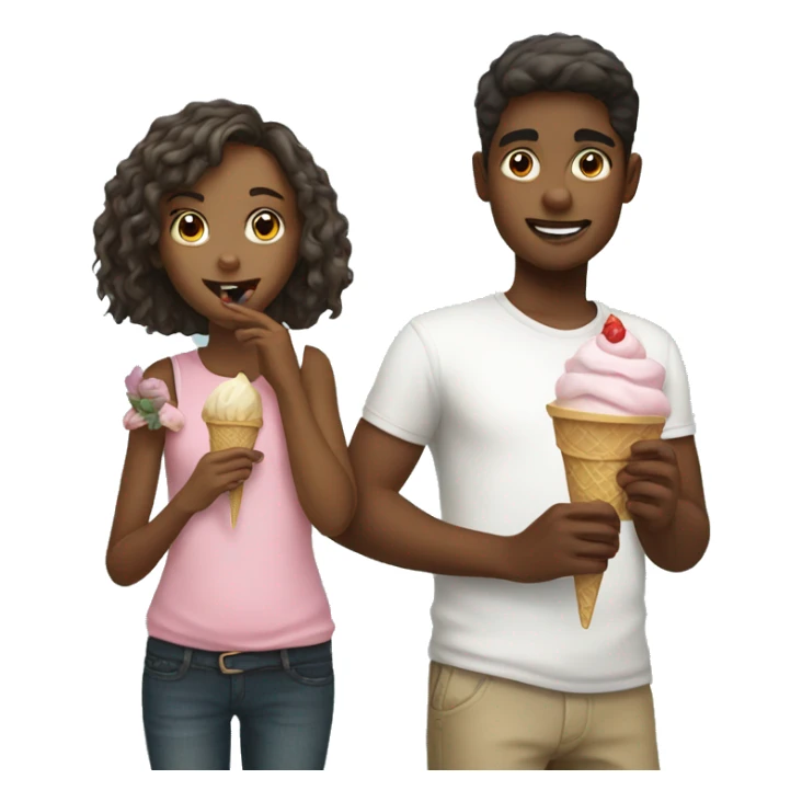 Pretty girl and boy eating ice cream  sticker