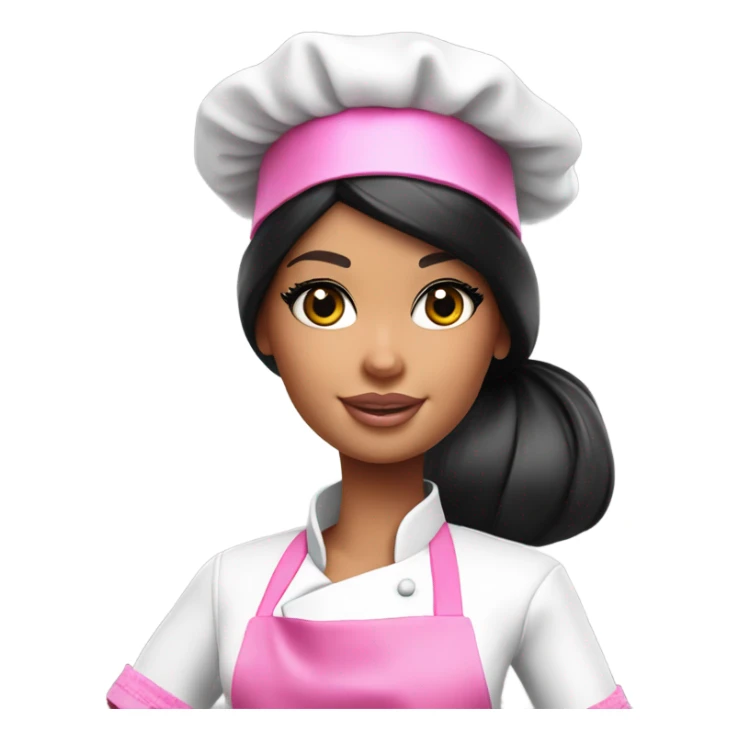 Thick Barbie chef black hair pink chef hat sticker