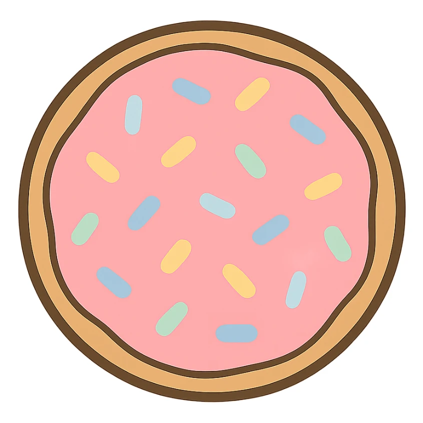 flat toon sugar cookie with pink icing and pastel sprinkles sticker