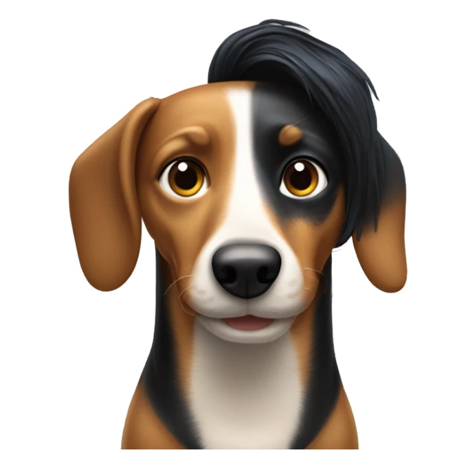 Wiener dog next to white man with blue eyes black hair sticker