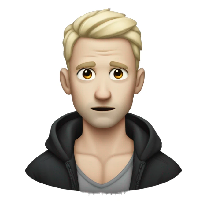 A pale-skinned character with sharp features, cold eyes, and scars. He’s dressed in dark clothing with visible tattoos, exuding a dangerous, criminal vibe sticker