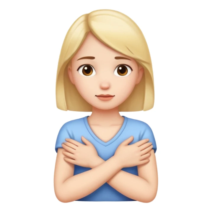 Girl holding neck crossed hands  sticker