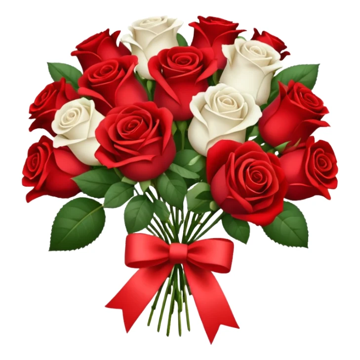 red bouquet with red and white roses sticker