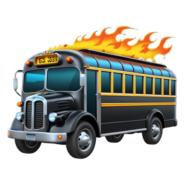 Mad max survival apocalypse Darth Vader’s Batman-armored 1936 black graphite colored school bus with horizontal holographic flames and neon underneath  sticker