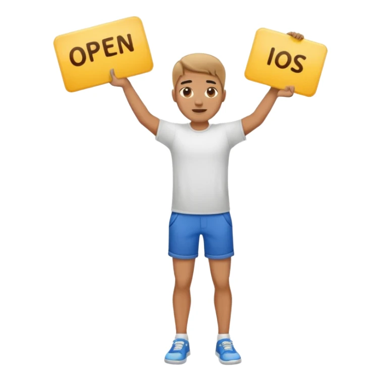 man holding up an open sign, full body sticker