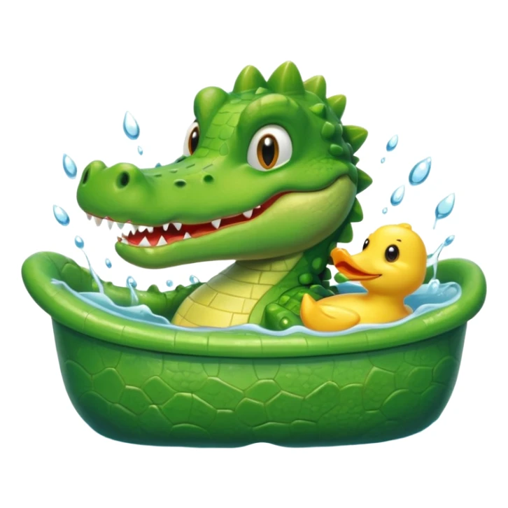 Cute crocodile is showing in the bath tub sticker