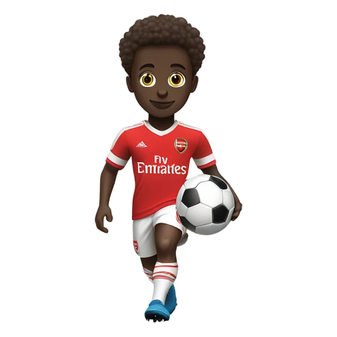Cute, dribbling Bukayo Saka with arsenal uniform sticker
