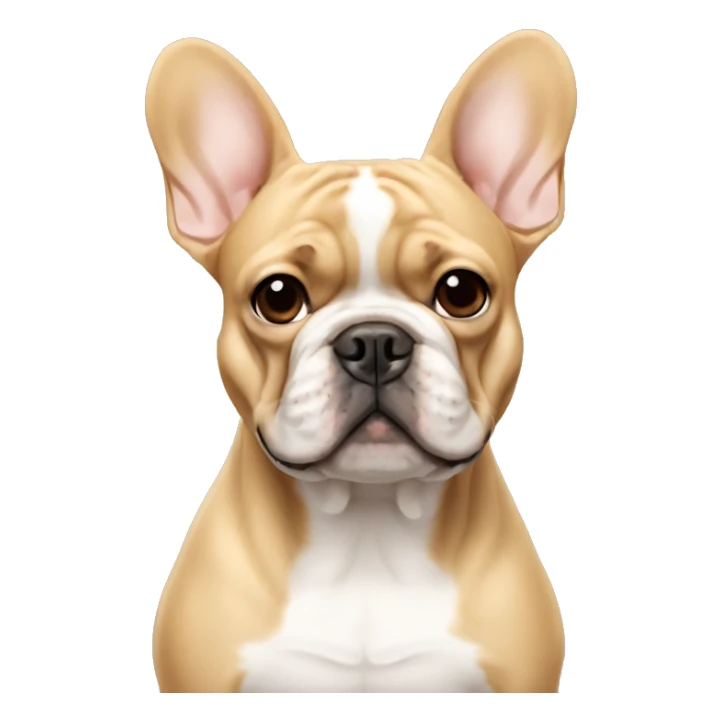 Tan French bulldog with a white man sticker