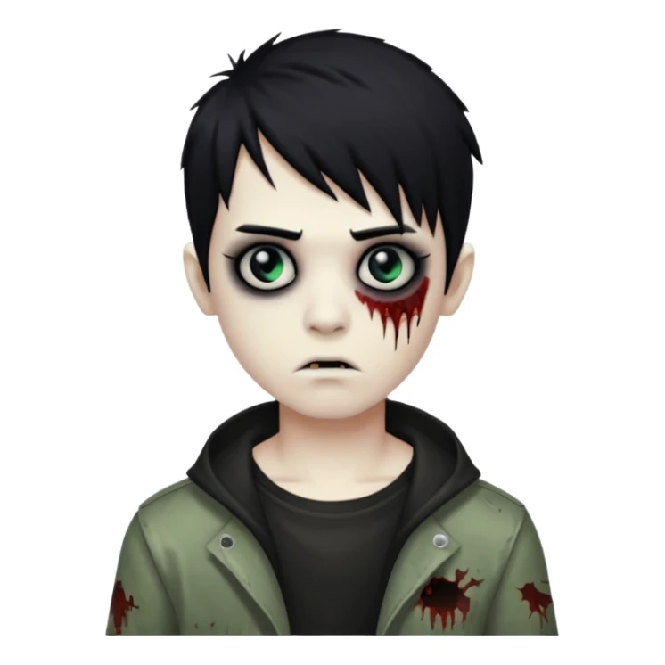 boy zombie with black hair emo sticker