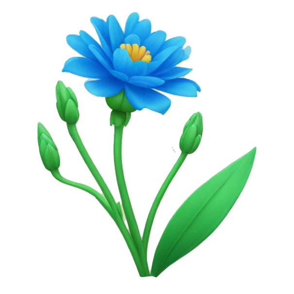 una flor azul con espinas y tallos verdes sticker