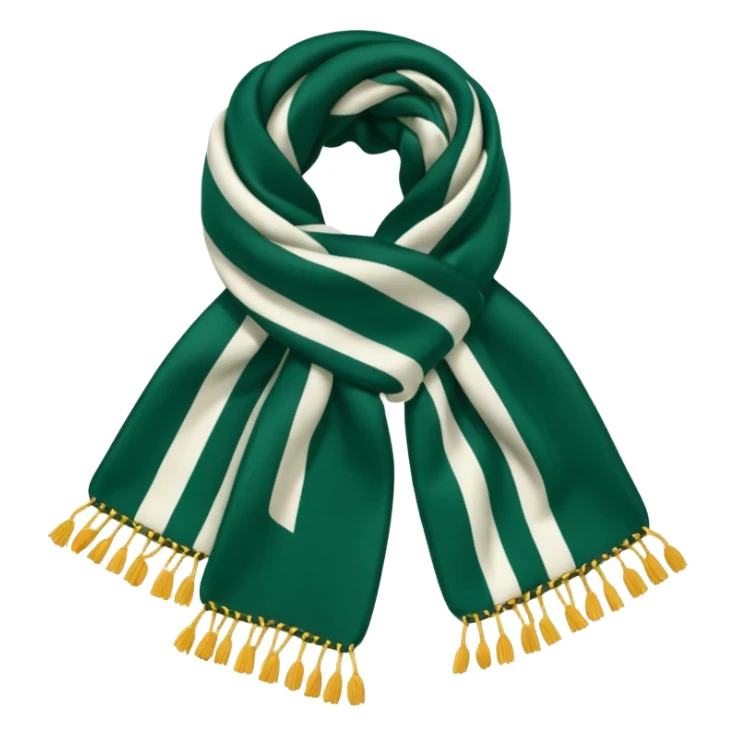 Realistic emerald-green and white vertically thick-striped winter scarf isolated. sticker