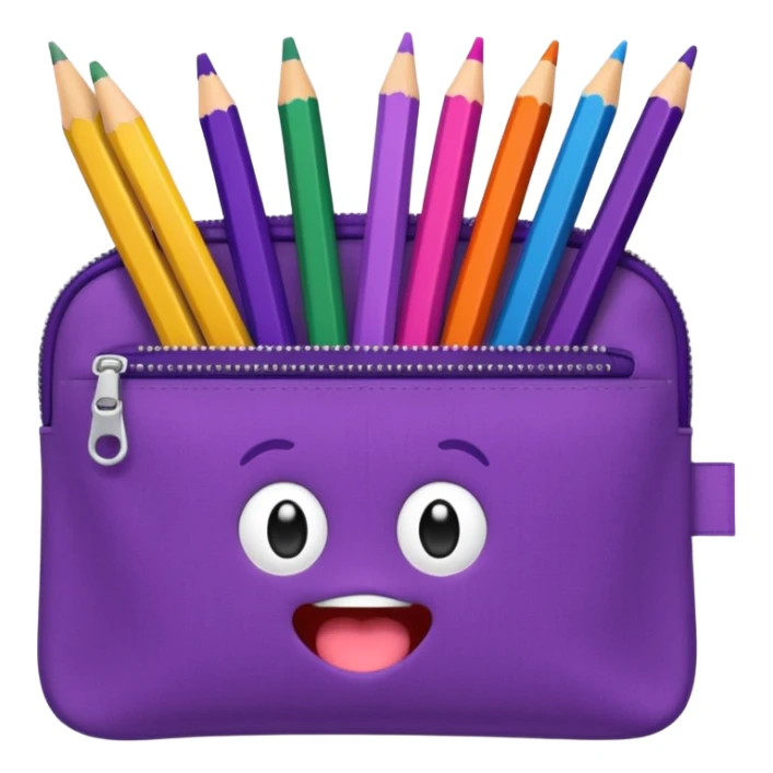 Pencil pouch with zipper mouth sticker