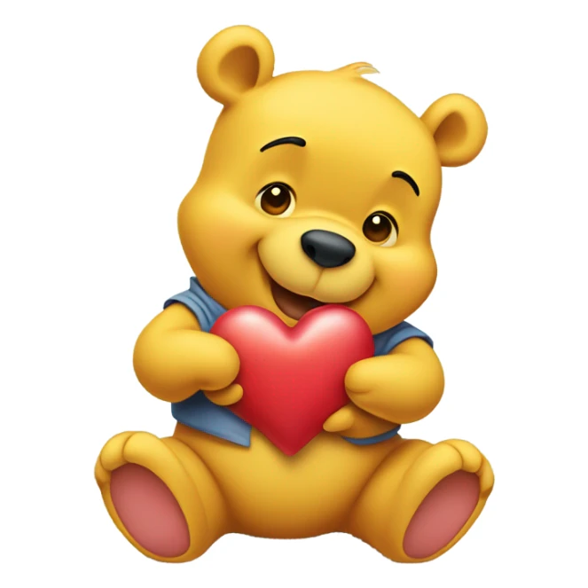 Winnie the Pooh holding a heart  sticker