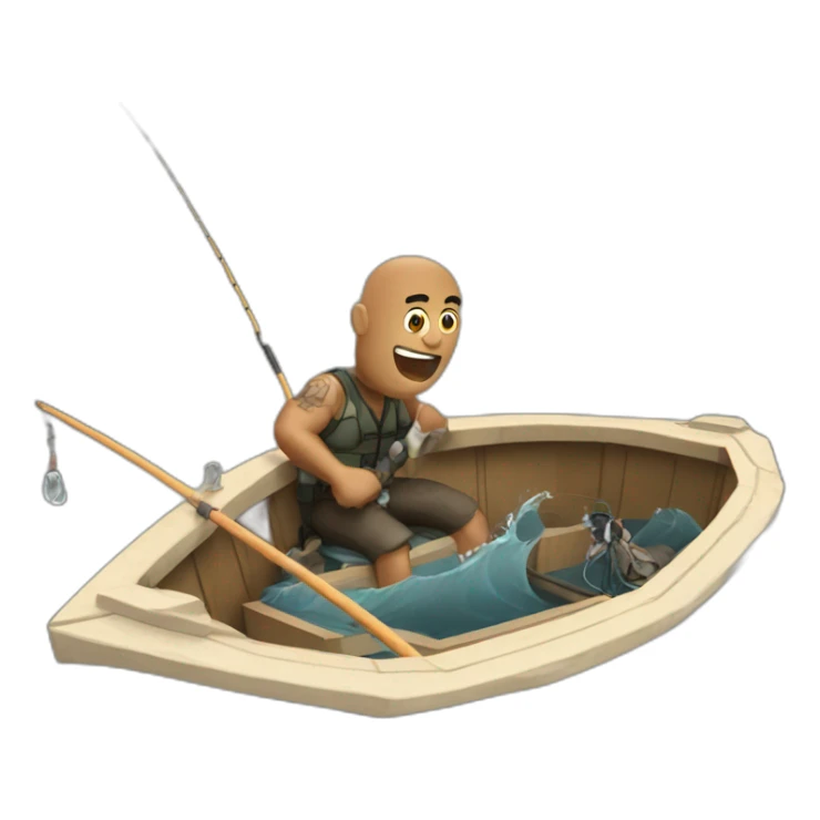 The rock fishing inside a boat sticker