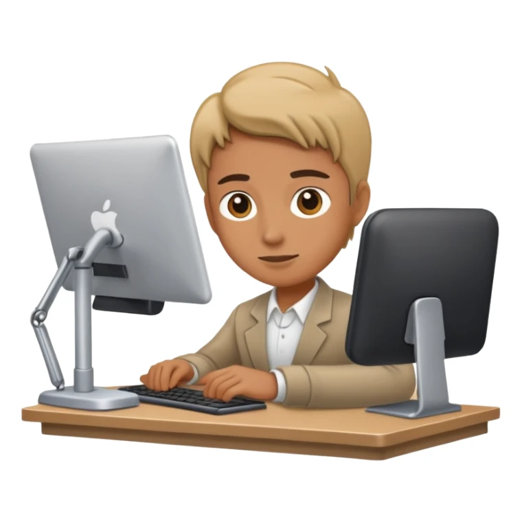 persona trabajando sola en un escritorio sticker