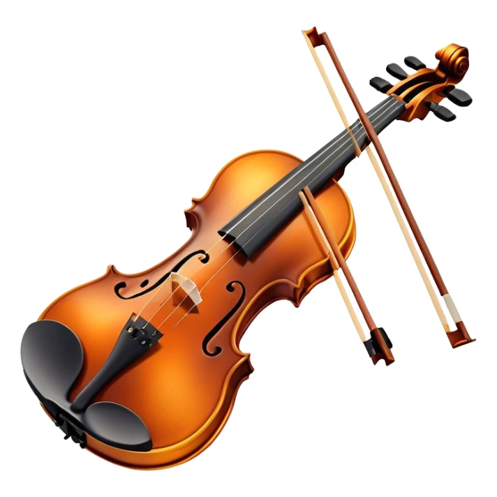 Cinematic Realistic Violin, rich polished wood with delicate curves, taut strings reflecting warm golden light, fine dust particles catching the glow, intricate f-holes adding elegance, glowing with an air of timeless beauty and musical soul. sticker