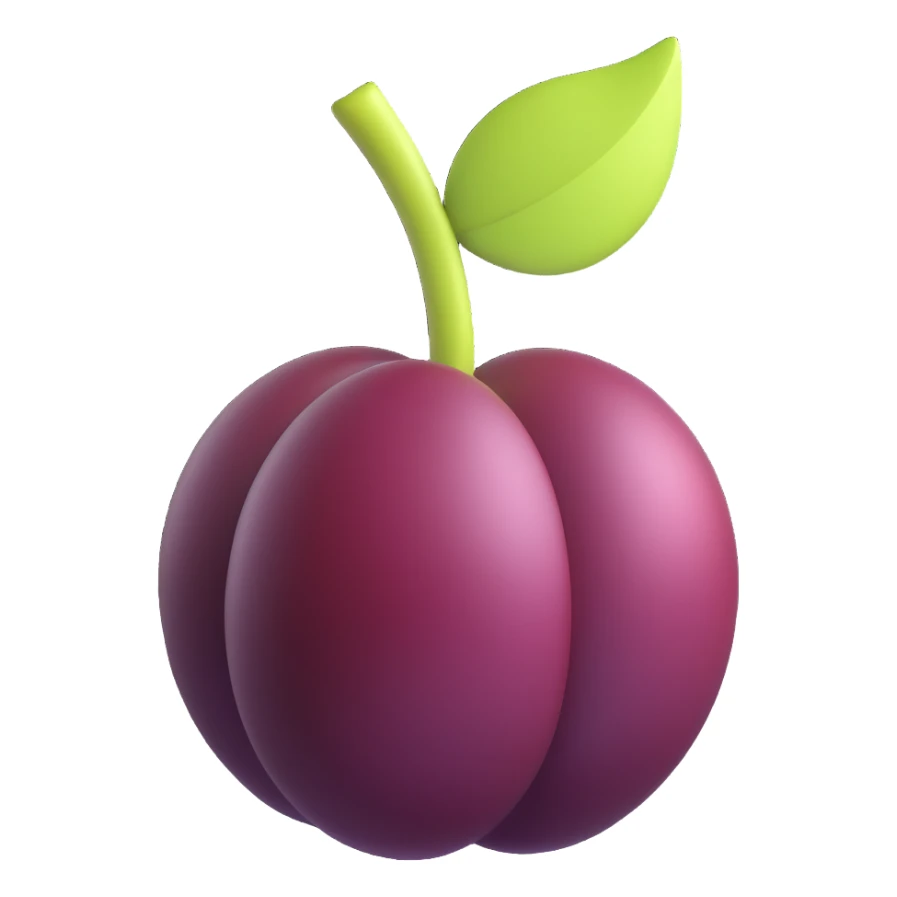 3D emoji style, plum fruit, three-dimensional and lively, no expression sticker