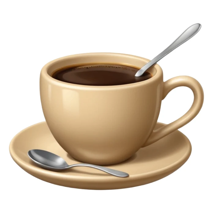 Beige cup of espresso with spoon sticker