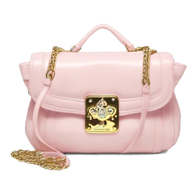 Light Pink juicy couture bag with silver hardware y2k early 2000s sticker