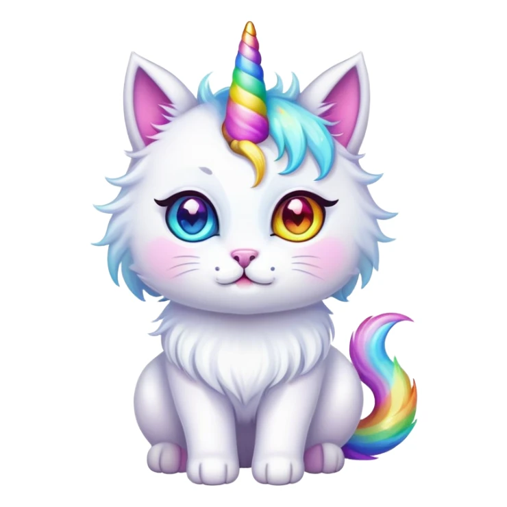 Cute unicorn cat with rainbow horn and sparkly eyes sticker