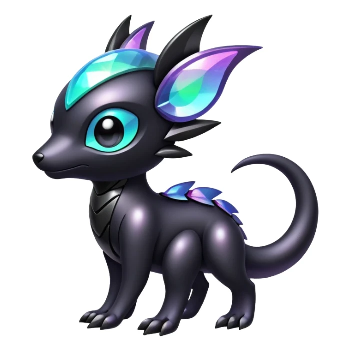 Modern futuristic Iridescent black dark fakemon-creature sticker