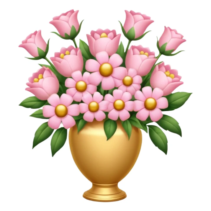 Pastel Pink Flowers Bouquet Golden Huge In a Vase sticker