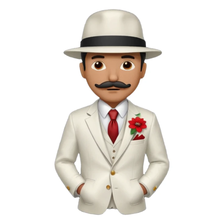 Mobster in White Suit – White jacket, red flower on lapel, mustache, black hat.



 sticker