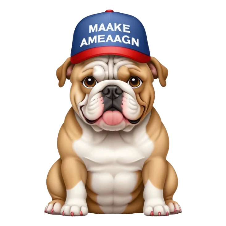 Make America great again hat on bulldog  sticker